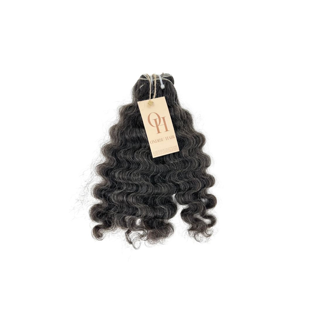 Dark Gray Curly Wefts