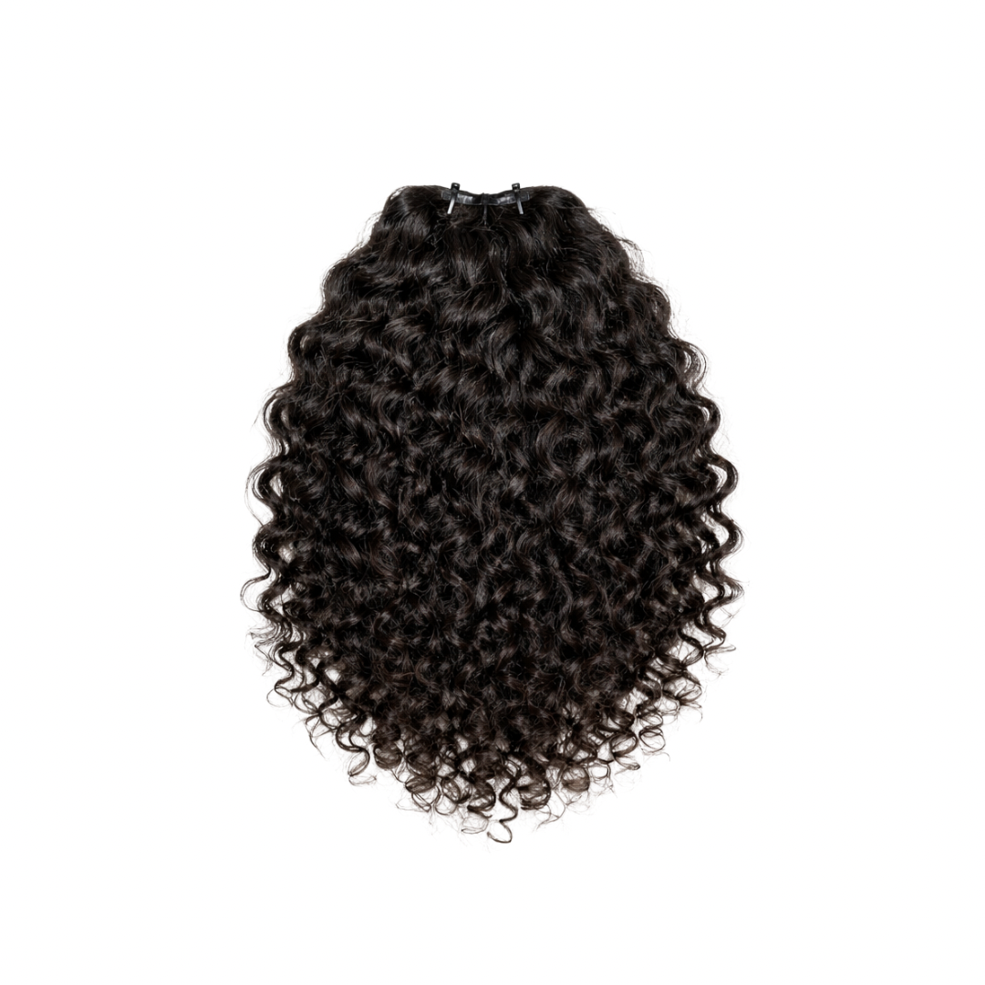 Natural Curly Seamless Clip-In Hair Extensions (100g) - Raw Indian