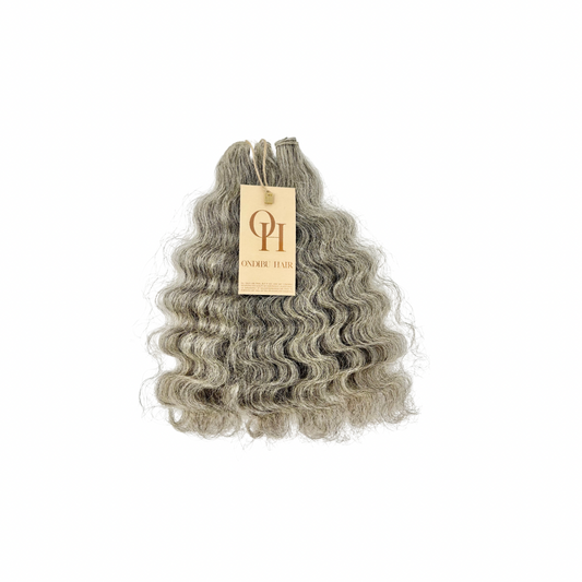 Light Gray Curly Hair Bundles – Raw Indian Hair (Wefts)