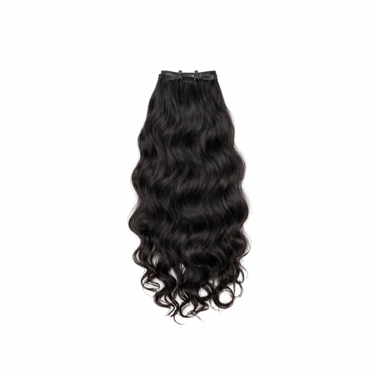 Natural Wavy Seamless Clip-In Hair Extensions (100g) - Raw Indian